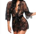 VESTAGLIA PIZZO NERA TRASPARENTE 